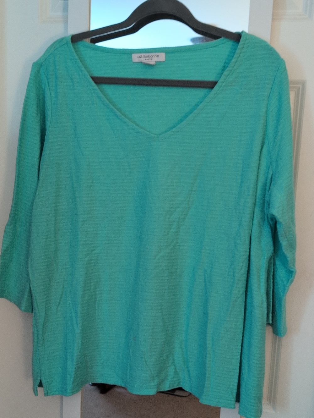 Liz Claiborne Teal V-Neck 3/4 Sleeve Top
